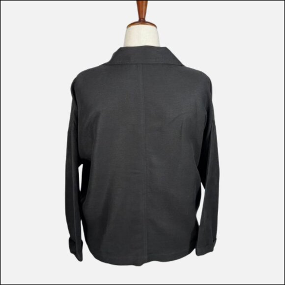 Eileen Fisher Classic Collar Open‐Front Boxy Easy Fit Jacket/Shacket (Size L) - Picture 6 of 11